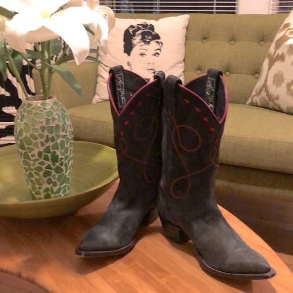 Larry Mahan Grey Suede Western Boots Women’s 6 - Picture 13 of 15